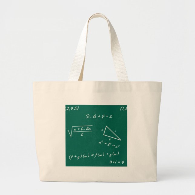 Bolsa Tote Grande geek de álgebra professor de matemática (Frente)
