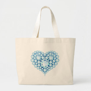 Bolsa Tote Grande Gemas de Coração Azul Sapphire