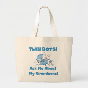 Bolsa Tote Grande Gêmeo-Pergunte sobre meus camiseta e presentes do