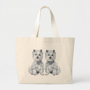 Bolsa Tote Grande Gêmeos West Highland White Terrier!