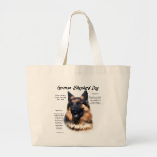 Bolsa Tote Grande German shepherd (cabelos longos) História Design