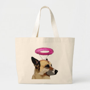 Bolsa Tote Grande German shepherd com Halo Rosa