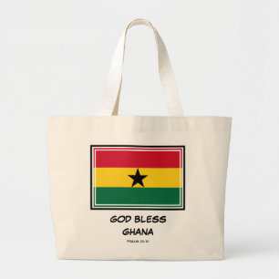 Bolsa Tote Grande GHANA FLAG   DEUS ABENÇOE   Patriótico   Gana