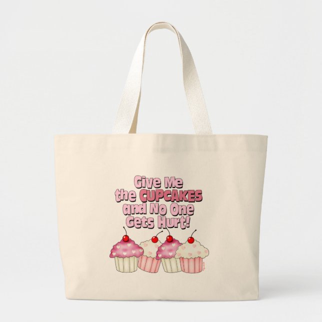 Bolsa Tote Grande Gimme os cupcakes (Frente)