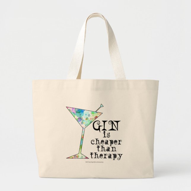 Bolsa Tote Grande GIN é mais barato que terapia ` (Frente)