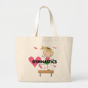 Bolsa Tote Grande GINÁSTICA - camiseta louro do feixe de equilíbri