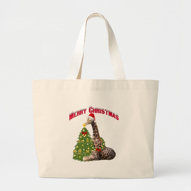 Bolsa Tote Grande Girafa de Natal (Frente)