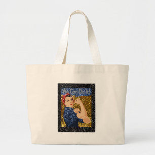 Bolsa Tote Grande glitter rosie, o rivete