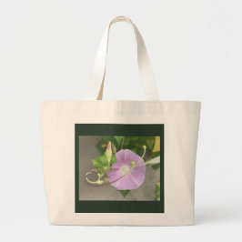 Bolsa Tote Grande Glória-da-manhã de Flor e Gavinha de Imagem Dupla