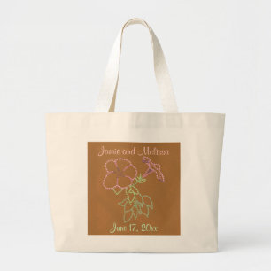 Bolsa Tote Grande Glórias da Manhã Rosa, Sacos de Tote de Casamento
