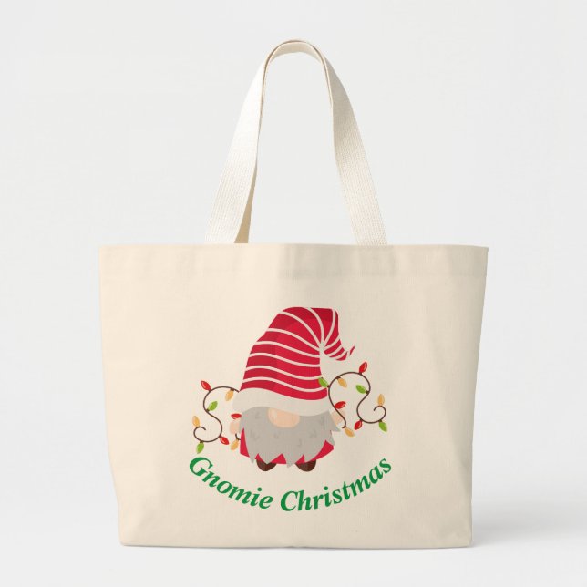 Bolsa Tote Grande Gnomie Natal - Grande Saco de Tote (Frente)