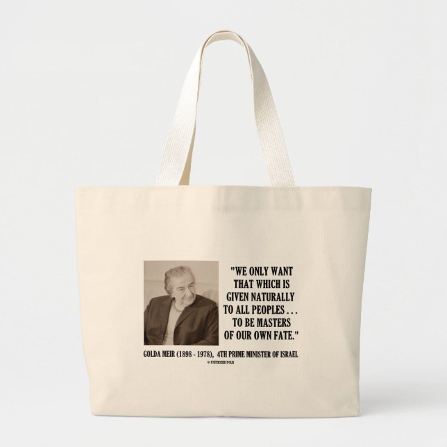 Bolsa Tote Grande Golda Meir a ser mestrado de nossas próprias (Frente)