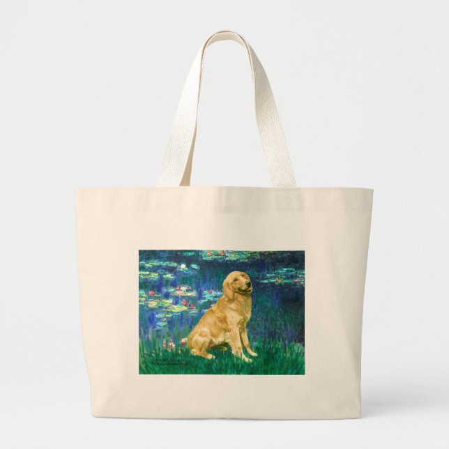 Bolsa Tote Grande Golden Retriever 1 - Lírios 5 (Frente)
