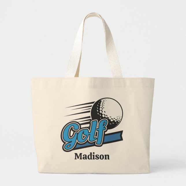 Bolsa Tote Grande Golf de Nome Personalizado (Frente)