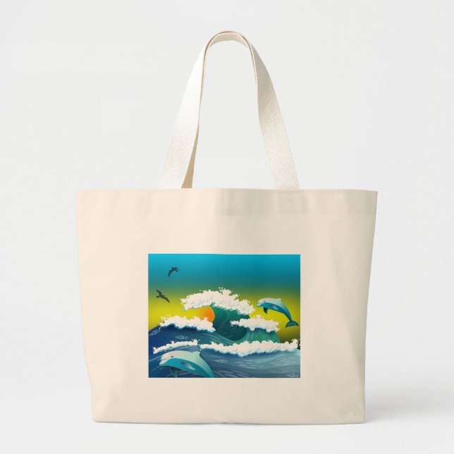 Bolsa Tote Grande Golfinhos (Frente)