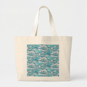 Bolsa Tote Grande Golfinhos De Vidro Arrefecidos Do Oceano Azul