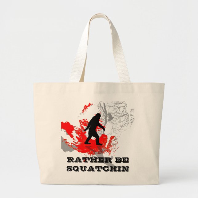 Bolsa Tote Grande Gone Squatchin, pé-preto (Frente)