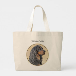 Bolsa Tote Grande Gordon Setter Pintando a Arte Original de Cachorro