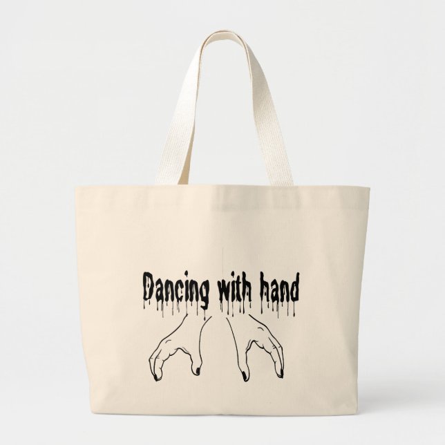 Bolsa Tote Grande Gothic Drip Font "Dancing With Hand" Horror Themed (Frente)