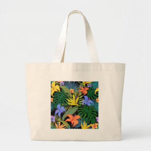 Bolsa Tote Grande Gráfico da Flor Tropical Hawaii Aloha