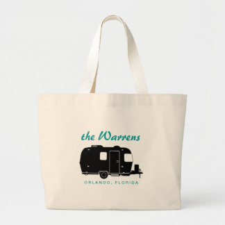 Bolsa Tote Grande Gráfico da silhueta do reboque rv do viagem