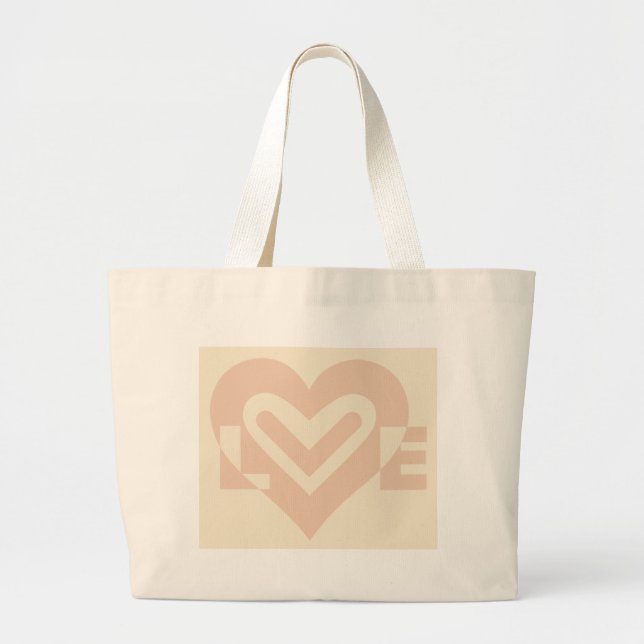 Bolsa Tote Grande Gráfico de Amor Bonito em bege (Frente)