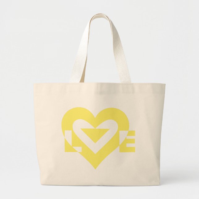 Bolsa Tote Grande Gráfico de Amor legal, Amarelo (Frente)