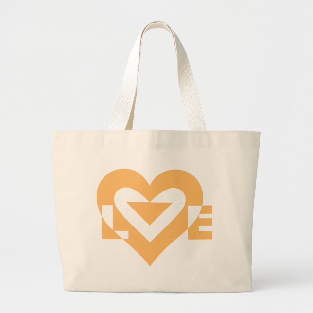 Bolsa Tote Grande Gráfico de Amor legal, Laranja (Frente)
