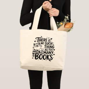 Bolsa Tote Grande Gráfico Nunca Demasiados Livros