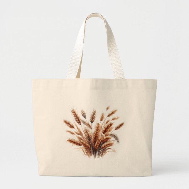 Bolsa Tote Grande Grama das Pampas Moderno Boho Floral para Outono  (Frente)