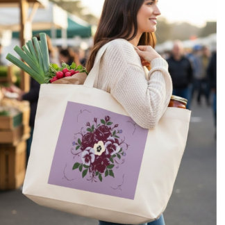 Bolsa Tote Grande Grand Sac Fourre-tout Jumbo - Bouquet de Violettes