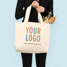 Grande 1 Side Logotipo Tote Bag 100% Algodão Não M