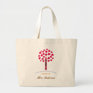 Bolsa Tote Grande Grande árvore de lápis/Apreciação de Professor