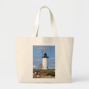 Bolsa Tote Grande Grande farol da ilha do pato, Maine