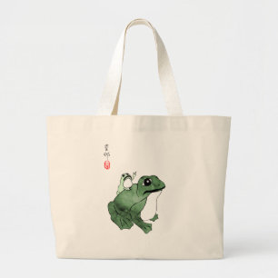 Bolsa Tote Grande Grande Sapo Pequeno Sapo Japonês Fez século 19