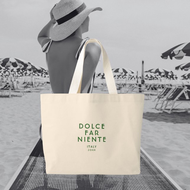Bolsa Tote Grande Green Dolce Far Niente Itália Viagem (Criador carregado)