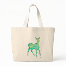 Green Watercolor Deer Bag