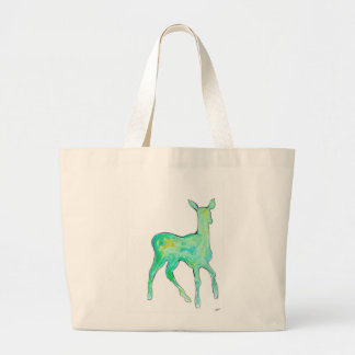 Bolsa Tote Grande Green Watercolor Deer Bag