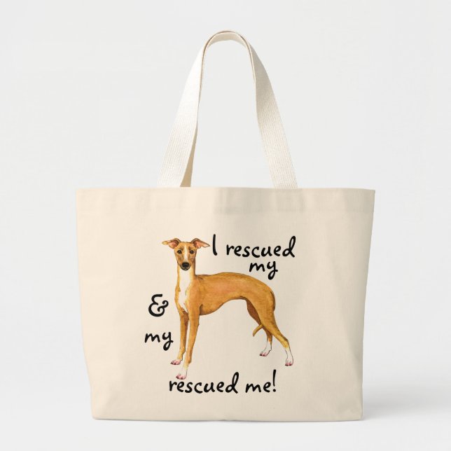 Bolsa Tote Grande Greyhound italiano de resgate (Frente)