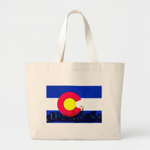 Bolsa Tote Grande Grunge bright Denver Colorado, linha do horizonte
