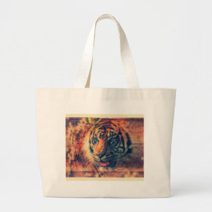 Bolsa Tote Grande Grunge da madeira do falso do primavera do tigre