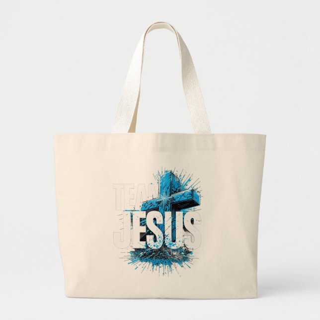 Bolsa Tote Grande Grupo Jesus Tote Bag | Christian Cross Design (Frente)