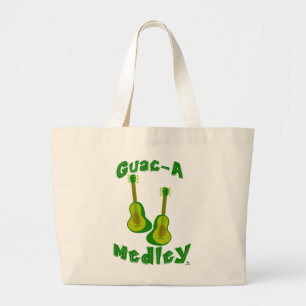 Bolsa Tote Grande Guac Medley Guacamole Avocado Diversão Guitar Art