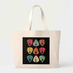 Bolsa Tote Grande Guitar Pick Retro Vintage para Guitaristas