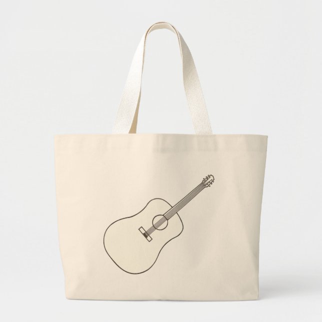 Bolsa Tote Grande Guitarra acústica, bolsas de desenho (Frente)