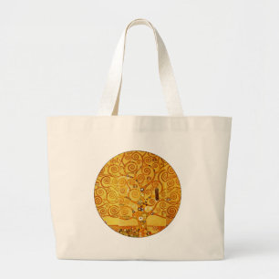 Bolsa Tote Grande Gustav Klimt Tree of Life: Art Nouveau Symbolista