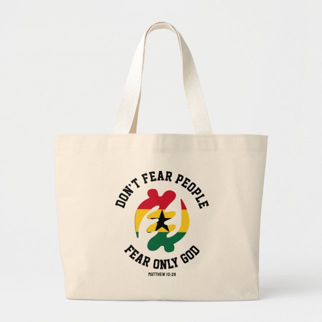 Bolsa Tote Grande Gye Nyame Adinkra MEDO APENAS DEUS Christian Ghana (Frente)