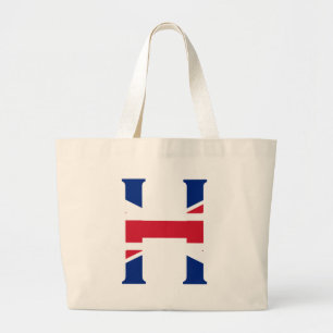 Bolsa Tote Grande H Monograma sobreposto ao jtcnt Union Jack Flag