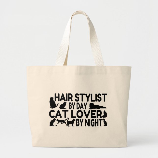 Bolsa Tote Grande Hair Stylist Cat Lover (Frente)