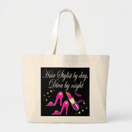 BOLSA TOTE GRANDE HAIR STYLIST POR DIA, DIVA POR NOITE TOTE BAG